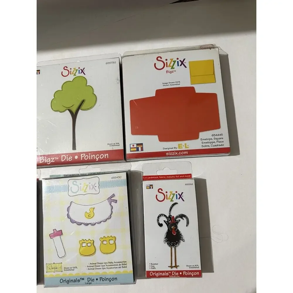 Sizzix Dies Lot Of 6 Ice Cream Tree Envelope Animal Dress Up Firefighter Rooster